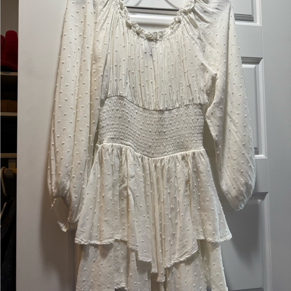 White Off-Shoulder Ruffle Romper - Picture 3 of 5